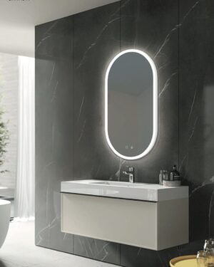 Espelho Elíptico com Luz LED - Design Moderno para Seu Banheiro