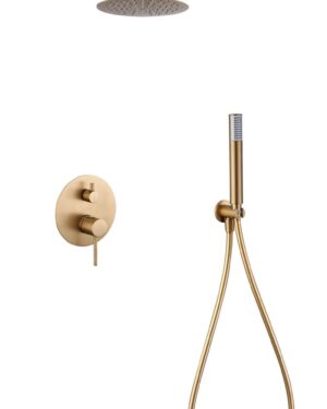 Kit chuveiro dourado escovado de teto Tivoli