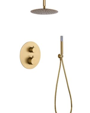 Chuveiro termostático de teto dourado escovado Tivoli
