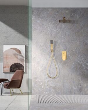 Conjunto de duche embutido dourado Pisa