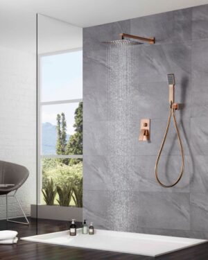 Conjunto de duche embutido ouro rosa escovado Pisa