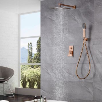 Conjunto de duche embutido ouro rosa escovado Pisa