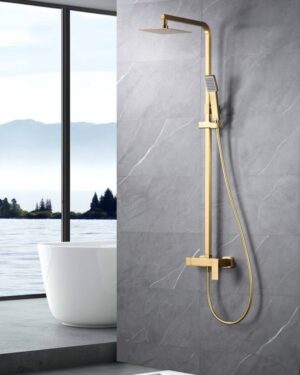 Conjunto de duche quadrado dourado Pisa
