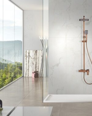 Conjunto de duche quadrado ouro rosa escovado Pisa
