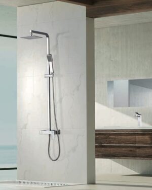 Conjunto de duche quadrado cromado Pisa