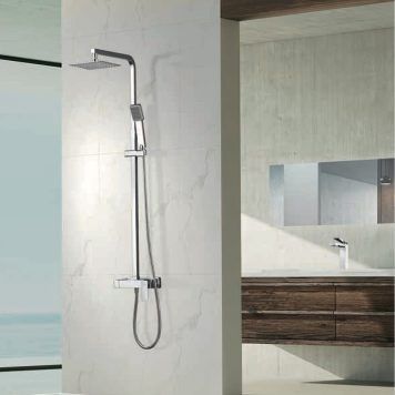 Conjunto de duche quadrado cromado Pisa