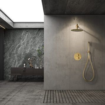Chuveiro termostático embutido dourado Nápoles