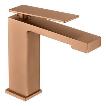Torneira quadrada de lavatório ouro rosa escovado Pisa