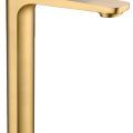 torneira dourada pvd de cano alto modelo Nápoles em ouro escovado
