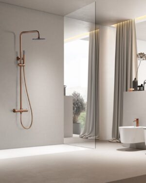 Conjunto termostático duche ouro rosa escovado Genova