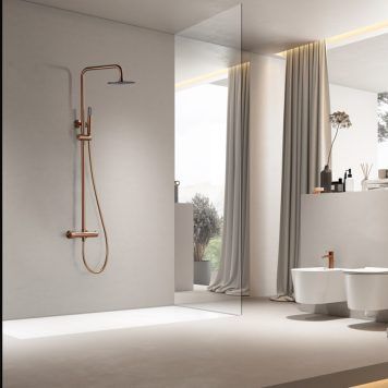 Conjunto termostático duche ouro rosa escovado Genova