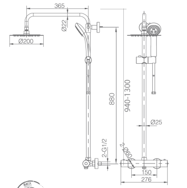 Medidas conjunto de duche ECO-KENT