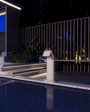 Cascata Niagara 15cm para piscina em Inox 316 Moka instalada