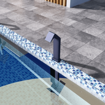 Cascata Niagara 15cm para piscina em inox 316 azul oceano instalada