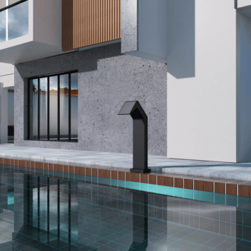 Cascata Niagara 15cm para piscina em inox316 Preto Mate instalada