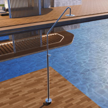 Chuveiro com temporizador para piscina Colorado AC em aço inox S316 com detalhes dos componentes