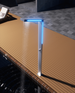 Chuveiro de exterior SENSE Aço com LED em aço S316 com design retangular exclusivo