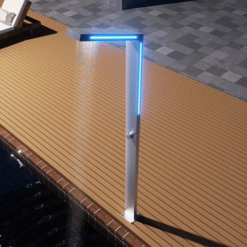 Chuveiro de exterior SENSE Aço com LED em aço S316 com design retangular exclusivo