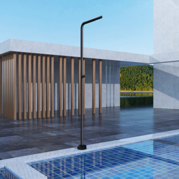 Chuveiro de piscina TEXAS Preto Mate em aço S316 com design tubular exclusivo