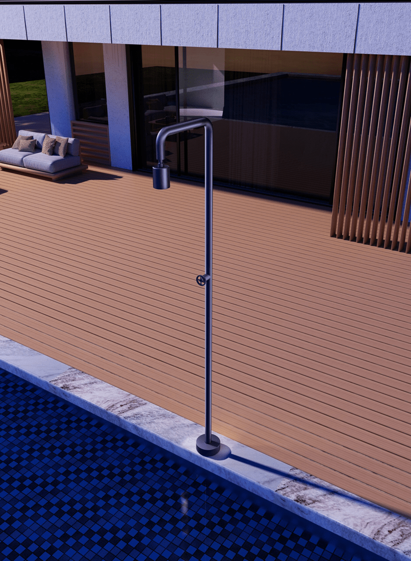 Chuveiro exterior para piscina inox Azul Oceano em aço S316 resistente à corrosão