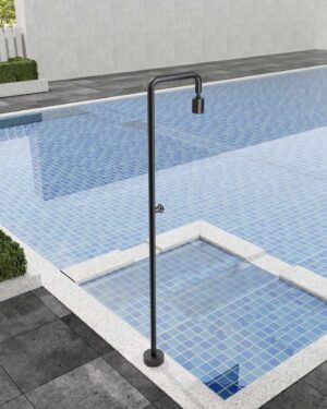 Chuveiro exterior para piscina inox cinza-cobalto em aço S316 resistente à corrosão