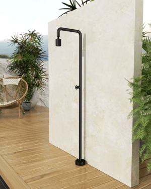 Chuveiro exterior para piscina inox preto mate em aço S316 resistente à corrosão