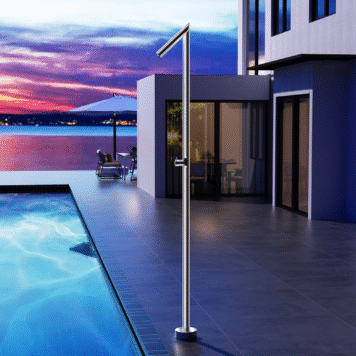 Chuveiro externo piscina OKLAHOMA Acerado fabricado em aço S316 com design tubular moderno