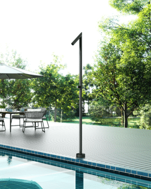 Chuveiro externo piscina OKLAHOMA Preto Mate em aço S316 com design tubular moderno