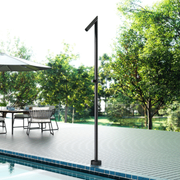 Chuveiro externo piscina OKLAHOMA Preto Mate em aço S316 com design tubular moderno