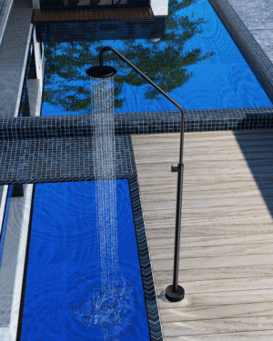Chuveiro para jardim ALASKA Preto Mate em aço S316 resistente à corrosão