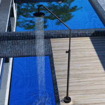 Chuveiro para jardim ALASKA Preto Mate em aço S316 resistente à corrosão