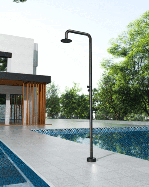 Chuveiro para piscina com lava pés Michigan Preto em aço S316 anticorrosão