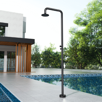 Chuveiro para piscina com lava pés Michigan Preto em aço S316 anticorrosão
