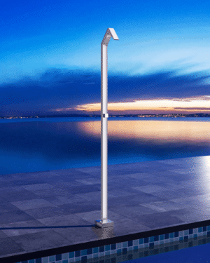 Chuveiro piscina Niagara acerado em aço S316 com cascata retangular