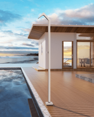Chuveiro piscina Niagara moka em aço S316 com cascata retangular
