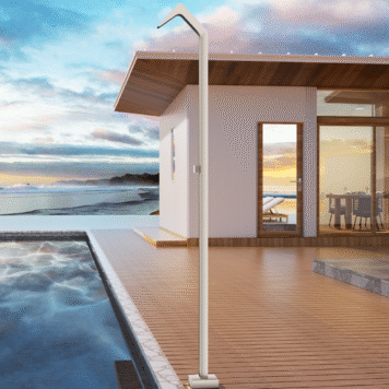Chuveiro piscina Niagara moka em aço S316 com cascata retangular