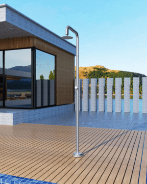 Duche exterior OREGON Acerado fabricado em aço S316 com design tubular moderno