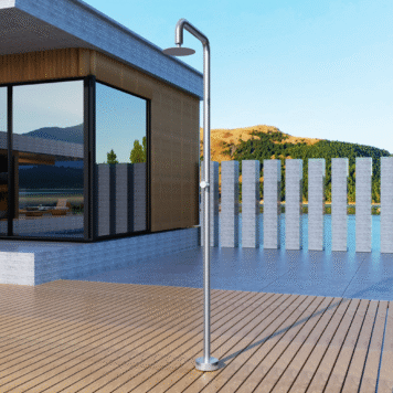 Duche exterior OREGON Acerado fabricado em aço S316 com design tubular moderno