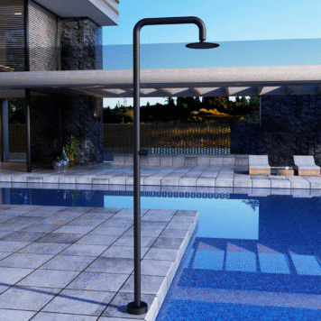 Duche exterior OREGON Preto Mate em aço S316 com design tubular moderno