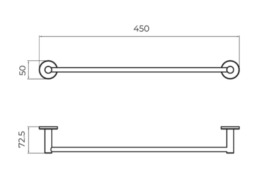 Desenho técnico do toalheiro ESSENTIAL em aço inoxidável – 40 cm