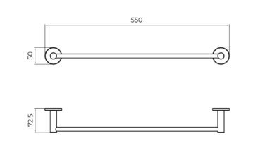 Desenho técnico do toalheiro ESSENTIAL em aço inoxidável – 50 cm