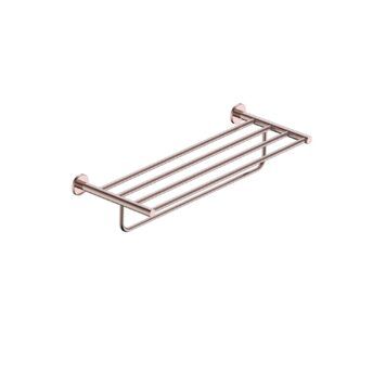 Toalheiro múltiplo ESSENTIAL ouro rosa escovado em aço inox com quatro barras