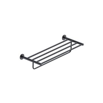 Toalheiro múltiplo ESSENTIAL preto mate em aço inox com quatro barras