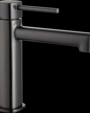 Torneira de lavatório monocomando em latão com acabamento metalizado PVD Black Gun Metal série Toscana da Imex.