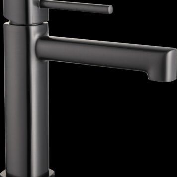 Torneira de lavatório monocomando em latão com acabamento metalizado PVD Black Gun Metal série Toscana da Imex.