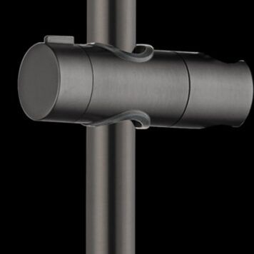 Rampa de duche em aço inox com acabamento PVD Black Gun Metal e suporte ajustável.