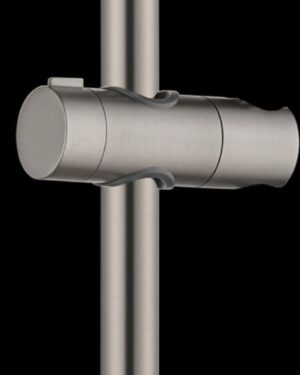 Rampa de duche em aço inox S304 com acabamento níquel escovado e suporte ajustável.