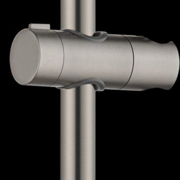 Rampa de duche em aço inox S304 com acabamento níquel escovado e suporte ajustável.