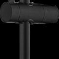 Rampa de duche em aço inox S304 com acabamento preto mate e suporte de chuveiro ajustável.