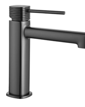 Misturadora monocomando de lavatório IMEX Firenze em acabamento black gun metal.